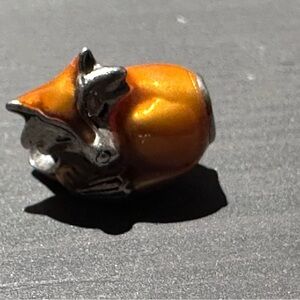 Orange and Silver Fox Charm